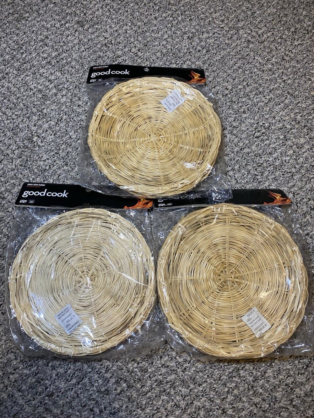 Good Cook Wicker Paper Plate Holder 3 Packs 12 Total New In Package Picnic BBQ